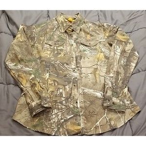 SHE Outdoor Shirt Womens Medium Long Sleeve Button Down Camo Realtree Xtra